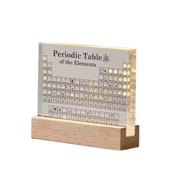 Real Elements Periodic Table Display with Light – Educational Gift for Adults | 83 Safe Acrylic Samples | Science Decor | Learning Toy