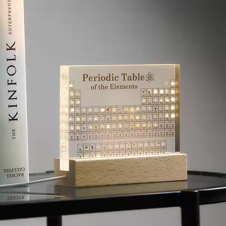 Real Elements Periodic Table Display with Light – Educational Gift for Adults | 83 Safe Acrylic Samples | Science Decor | Learning Toy