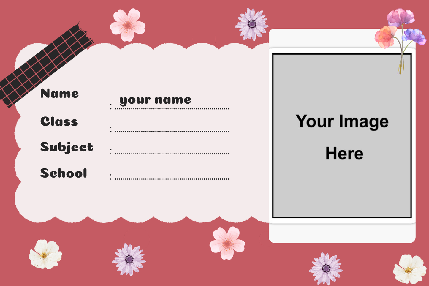 Customized Name Slip, School Sticker Label, Naming Slip with Your Kids Picture for School Book