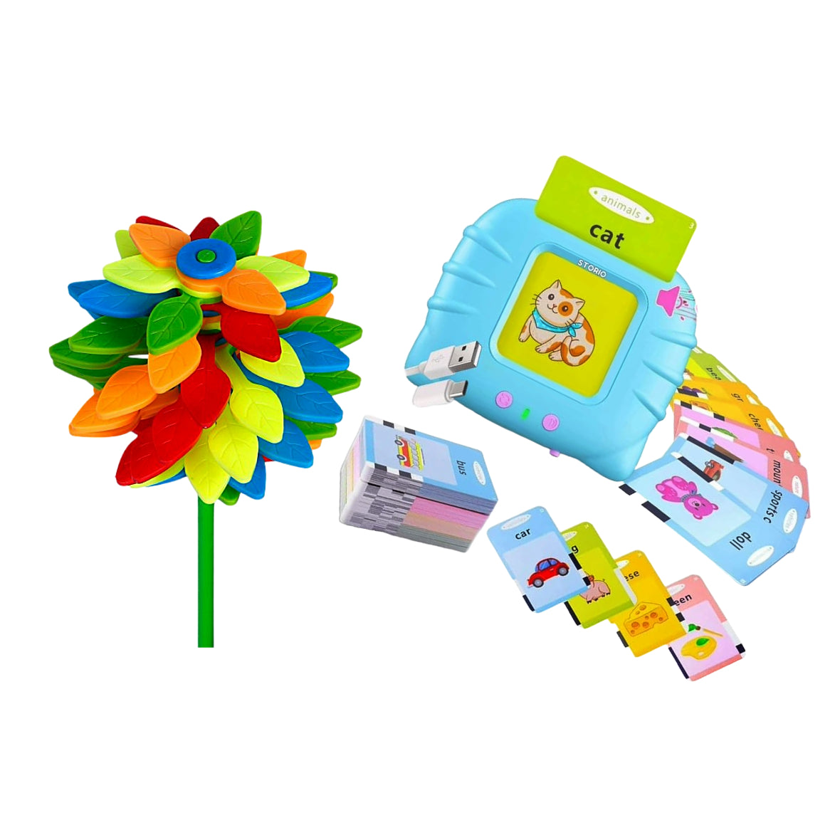 Talking Baby Double Sided Flash Cards Educational Toy And Candy Flower Combo
