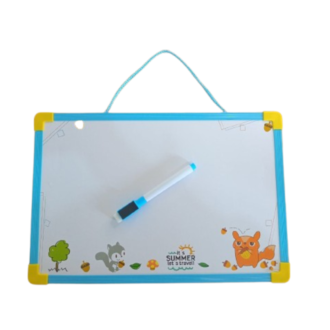 Kids Double Sided Whiteboard | Lightweight Writing Board for Kids | Includes 1 Marker with Eraser | Reusable Learning Board for Study & Fun