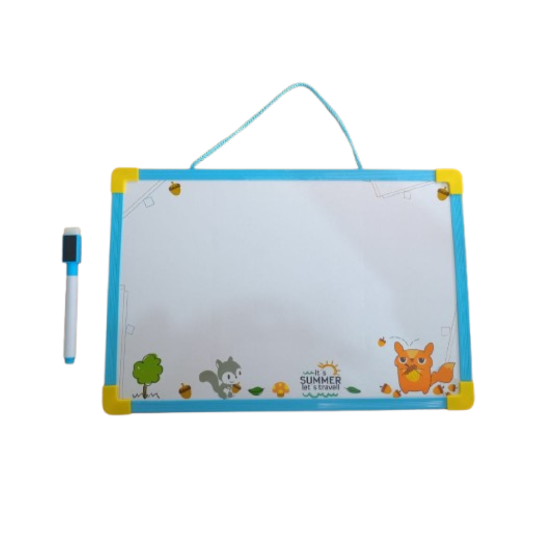 Kids Double Sided Whiteboard | Lightweight Writing Board for Kids | Includes 1 Marker with Eraser | Reusable Learning Board for Study & Fun