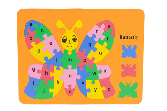 Wooden Alphabet Butterfly Puzzle (A–Z) – Colorful Learning Toy for Kids – Educational Animal Shape Puzzle for Letter Recognition & Early Skills
