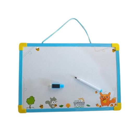 Kids Double Sided Whiteboard | Lightweight Writing Board for Kids | Includes 1 Marker with Eraser | Reusable Learning Board for Study & Fun