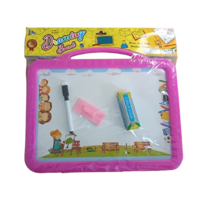 White and Green Double Sided Writing Board for Kids | Includes Chalk, Marker & Duster | Creative Doodle Slate for Kids Age 2+