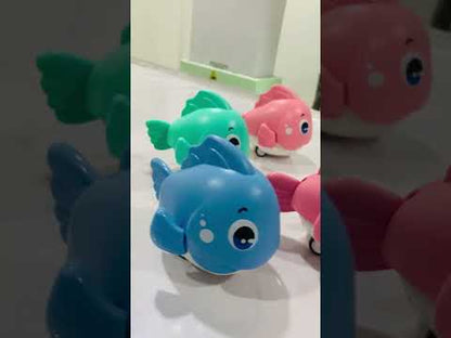 Press and Go Wind-Up Fish Toy for Kids-Pink