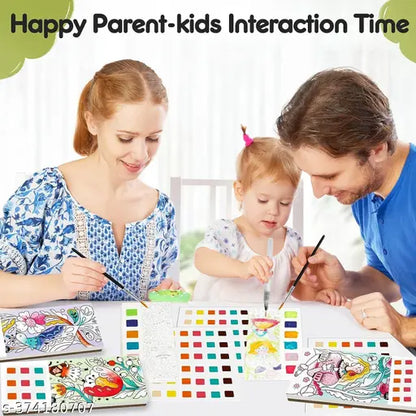 Cartoon Princess Theme Watercolor Painting Book for Kids | 10 Sheets + 1 Paint Brush | Pocket Activity Book for Beginners (Age 3-10)